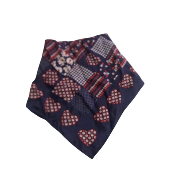 Red White Blue Multi Print Floral Heart Neck Scarf Patriotic USA America - Picture 14 of 16